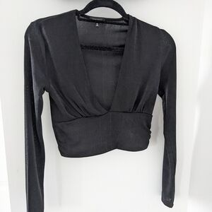 Dynamite Black Long Sleeve V-Neck Top
